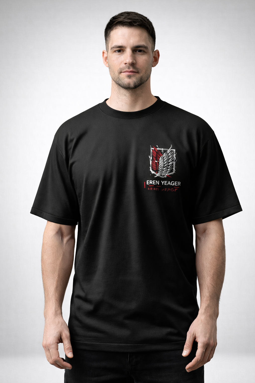 Eren Yeager Attack on Titan Oversized Cotton T-Shirt for Men & Women | Anime Streetwear Tee