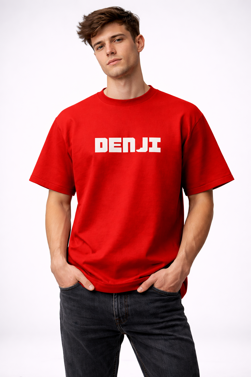 Denji & Pochita Chainsaw Man Oversized Cotton T-Shirt for Men & Women | Anime Streetwear Tee
