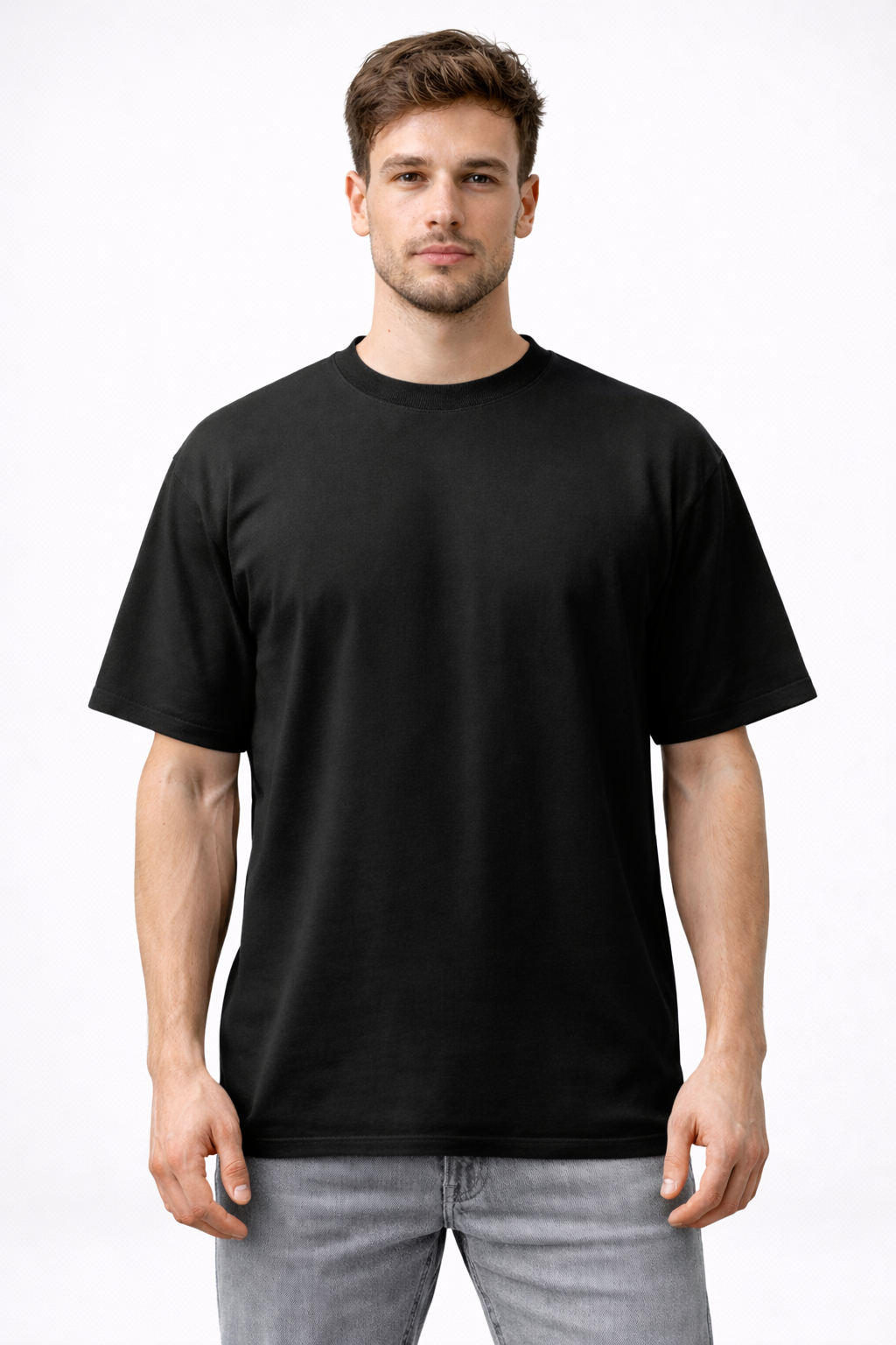 Plain Black Oversized Cotton T-Shirt for Men & Women | Premium Unisex Streetwear Tee