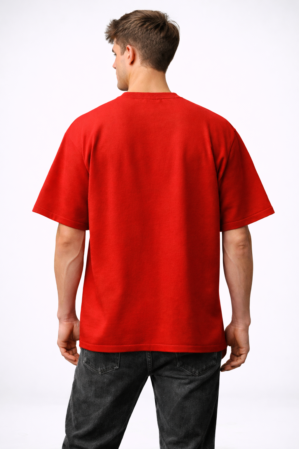 Plain Red Oversized Cotton T-Shirt for Men & Women | Premium Unisex Streetwear Tee
