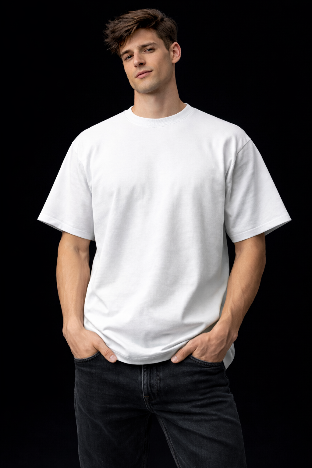 Plain White Oversized Cotton T-Shirt for Men & Women | Premium Unisex Casual Streetwear Tee