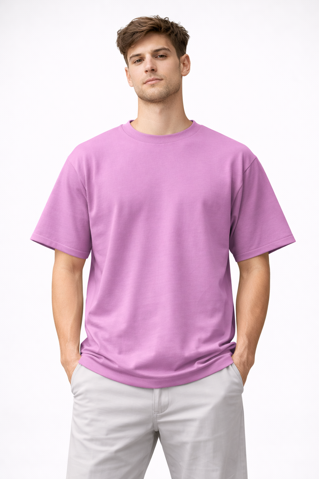 Plain Purple Oversized Cotton T-Shirt for Men & Women | Premium Unisex Streetwear Tee