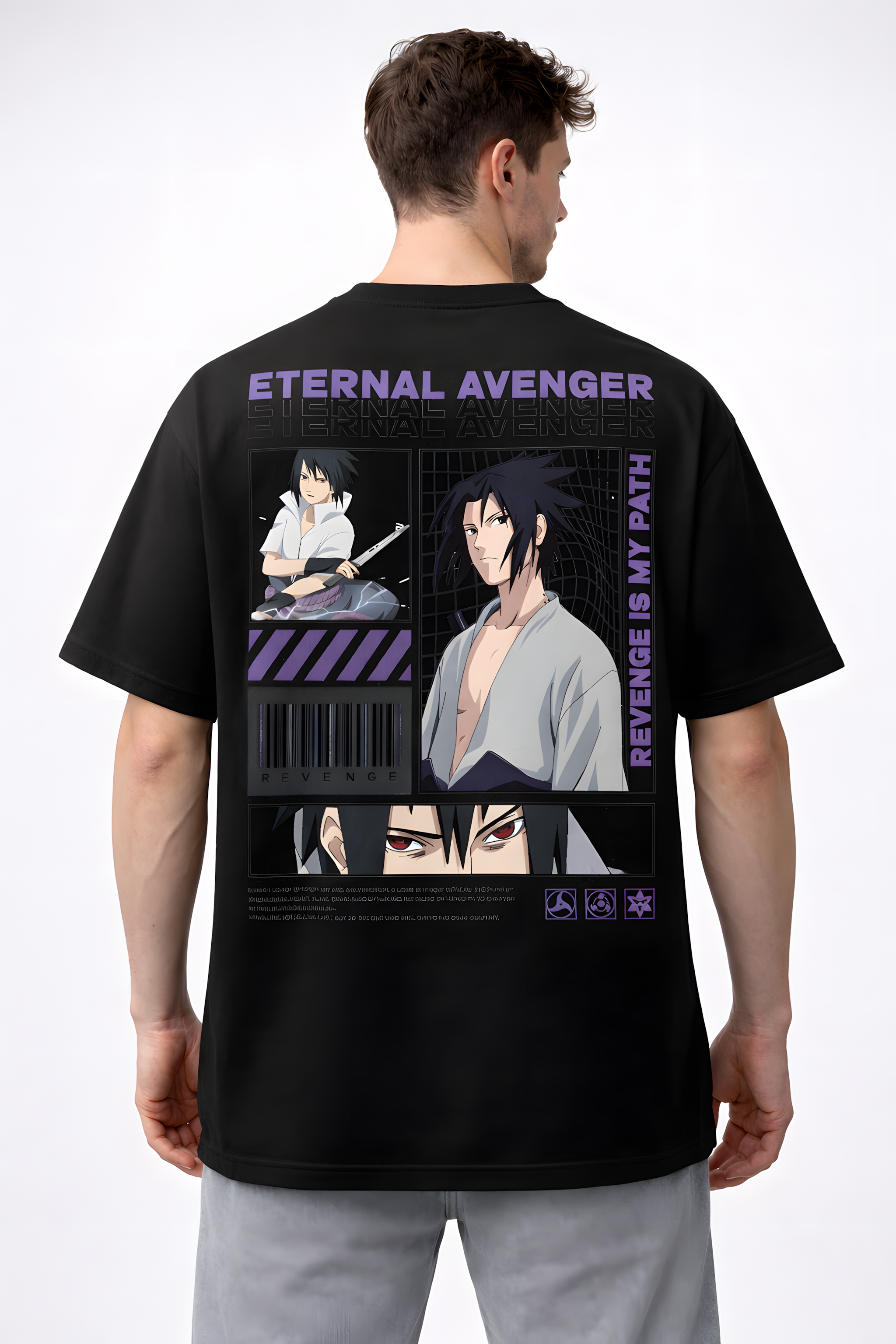 Sasuke Uchiha Naruto Shippuden Oversized Cotton T-Shirt | Anime Streetwear for Men & Women