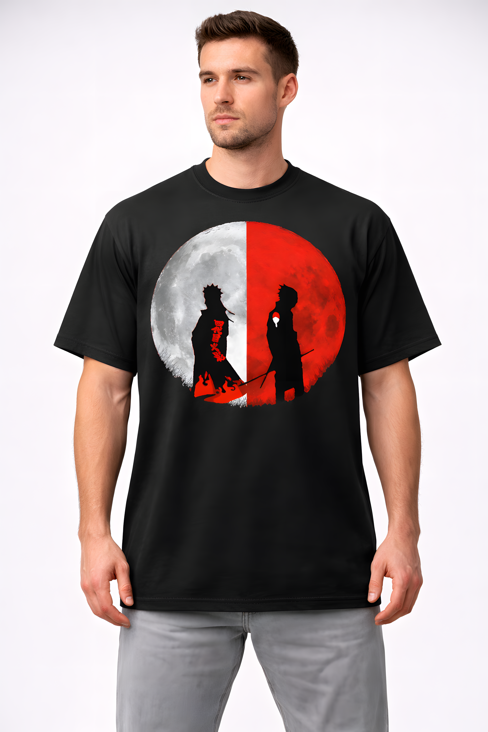Sasuke Uchiha Naruto Shippuden Oversized Cotton T-Shirt | Anime Streetwear for Men & Women