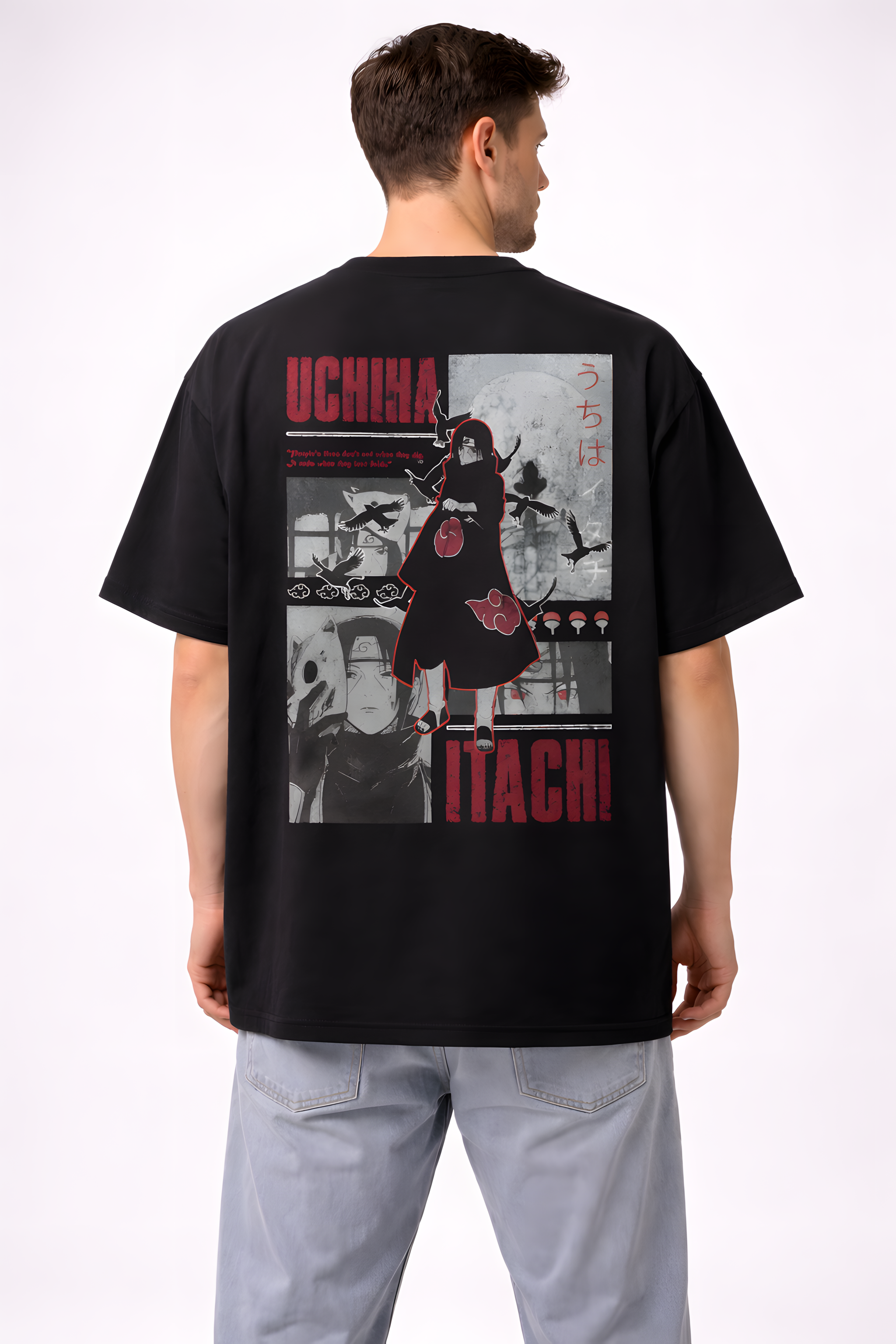 Itachi Uchiha Oversized Cotton T-Shirt for Men & Women | Naruto Shippuden Anime Streetwear
