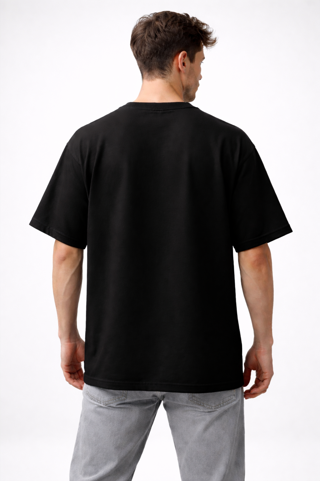 Oversized Black Plain T-Shirt for Men & Women | Premium Cotton
