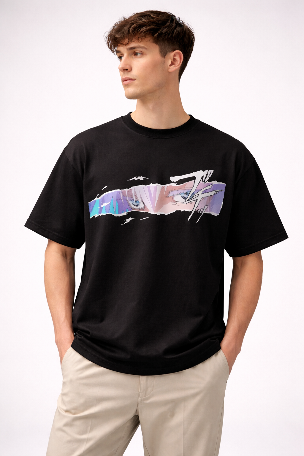 Satoru Gojo Jujutsu Kaisen T-Shirt – Unisex Oversized Cotton Anime Streetwear Tee for True Fans