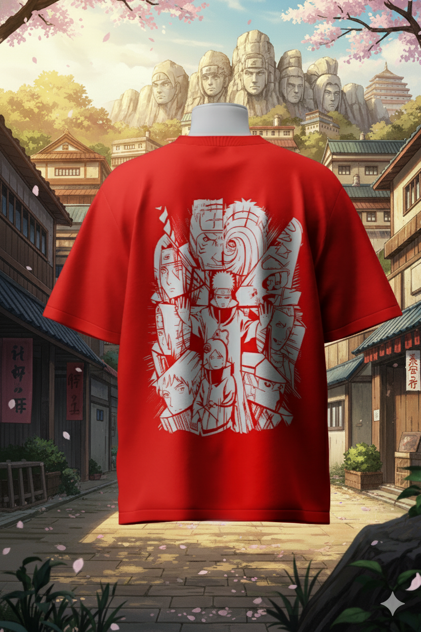 Akatsuki Clan T-Shirt – Naruto Shippuden Streetwear | Anime Villains Unisex Oversized Cotton Tee