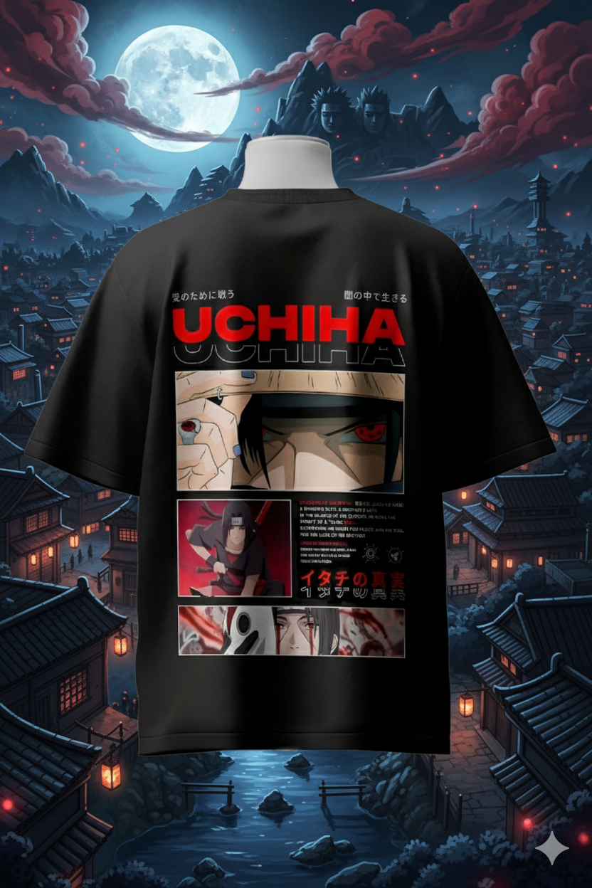 Itachi Uchiha Mangekyou Sharingan T-Shirt | Naruto Shippuden Anime Oversized Cotton T-Shirt