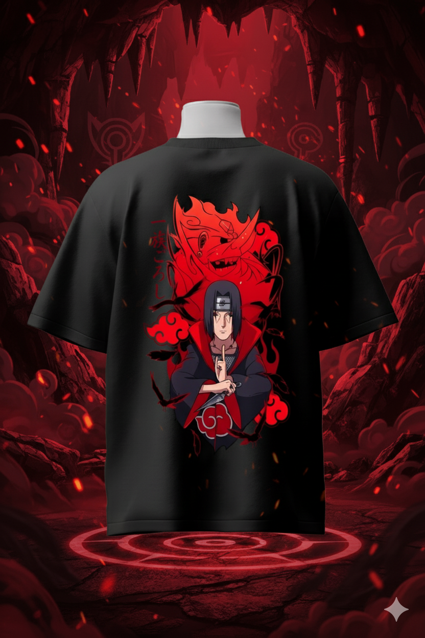 Itachi Uchiha Naruto Shippuden T-Shirt | Uchiha Clan Sharingan Anime Oversized T-Shirt for Men & Women