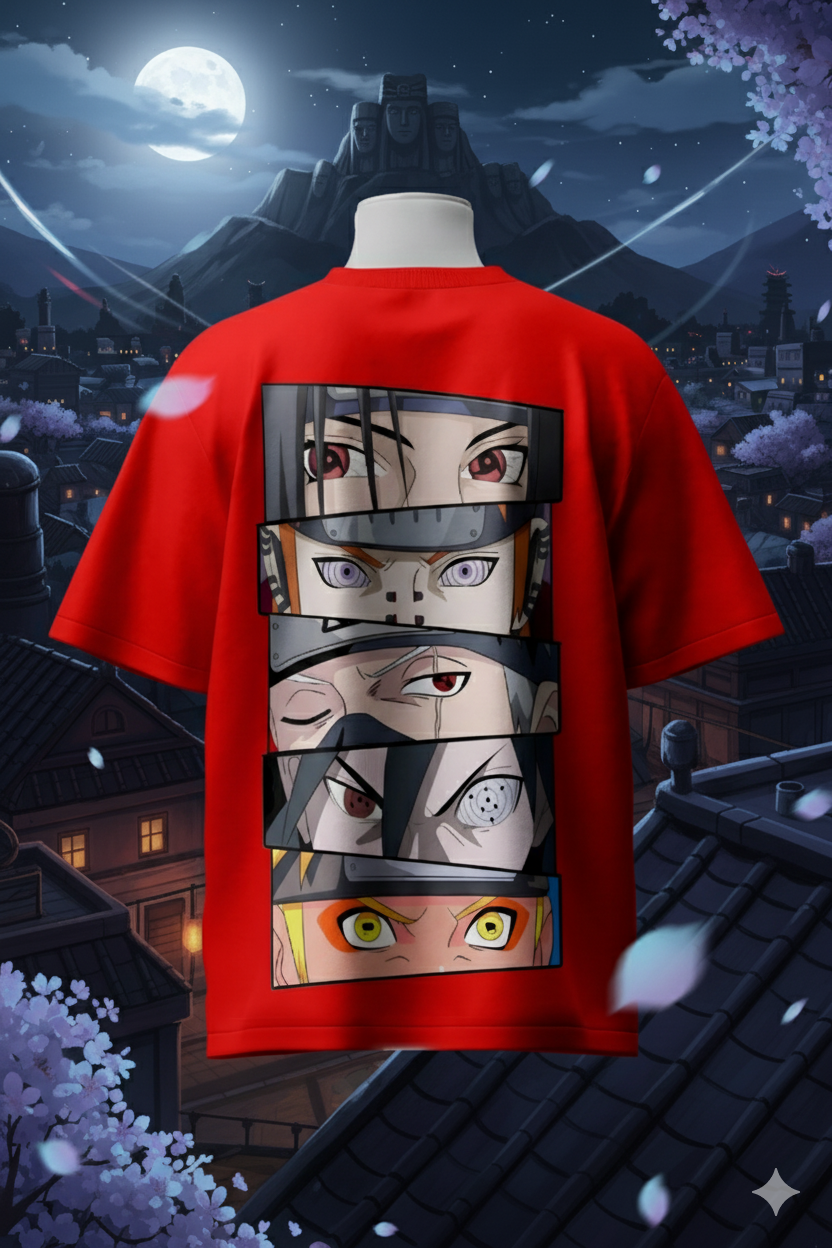 Oversized Naruto Eyes T-Shirt - Naruto Shippuden Oversized Cotton T-Shirt