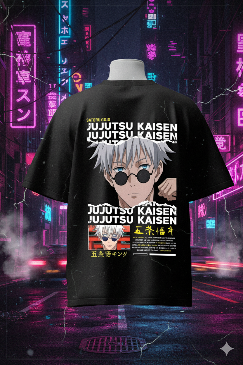 Satoru Gojo Jujutsu Kaisen T-Shirt – Unisex Oversized Cotton Anime Streetwear Tee for True Fans