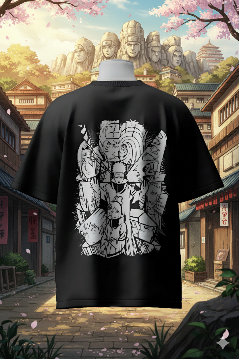Akatsuki Clan T-Shirt – Naruto Shippuden Streetwear | Anime Villains Unisex Oversized Cotton Tee