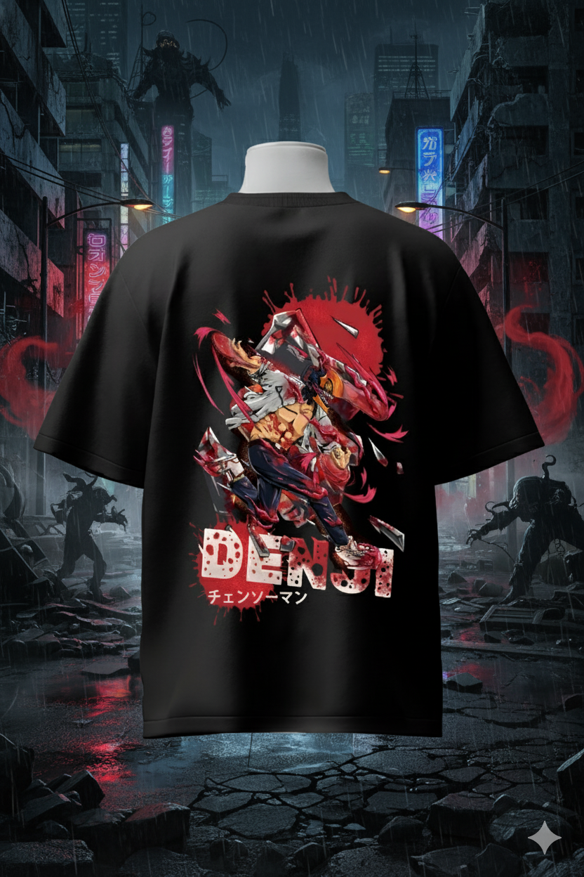 Denji Chainsaw Man T-Shirt – Bold Anime Streetwear Oversized Cotton T-Shirt for Men & Women