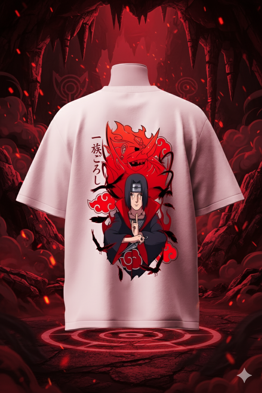 Itachi Uchiha Naruto Shippuden T-Shirt | Uchiha Clan Sharingan Anime Oversized T-Shirt for Men & Women