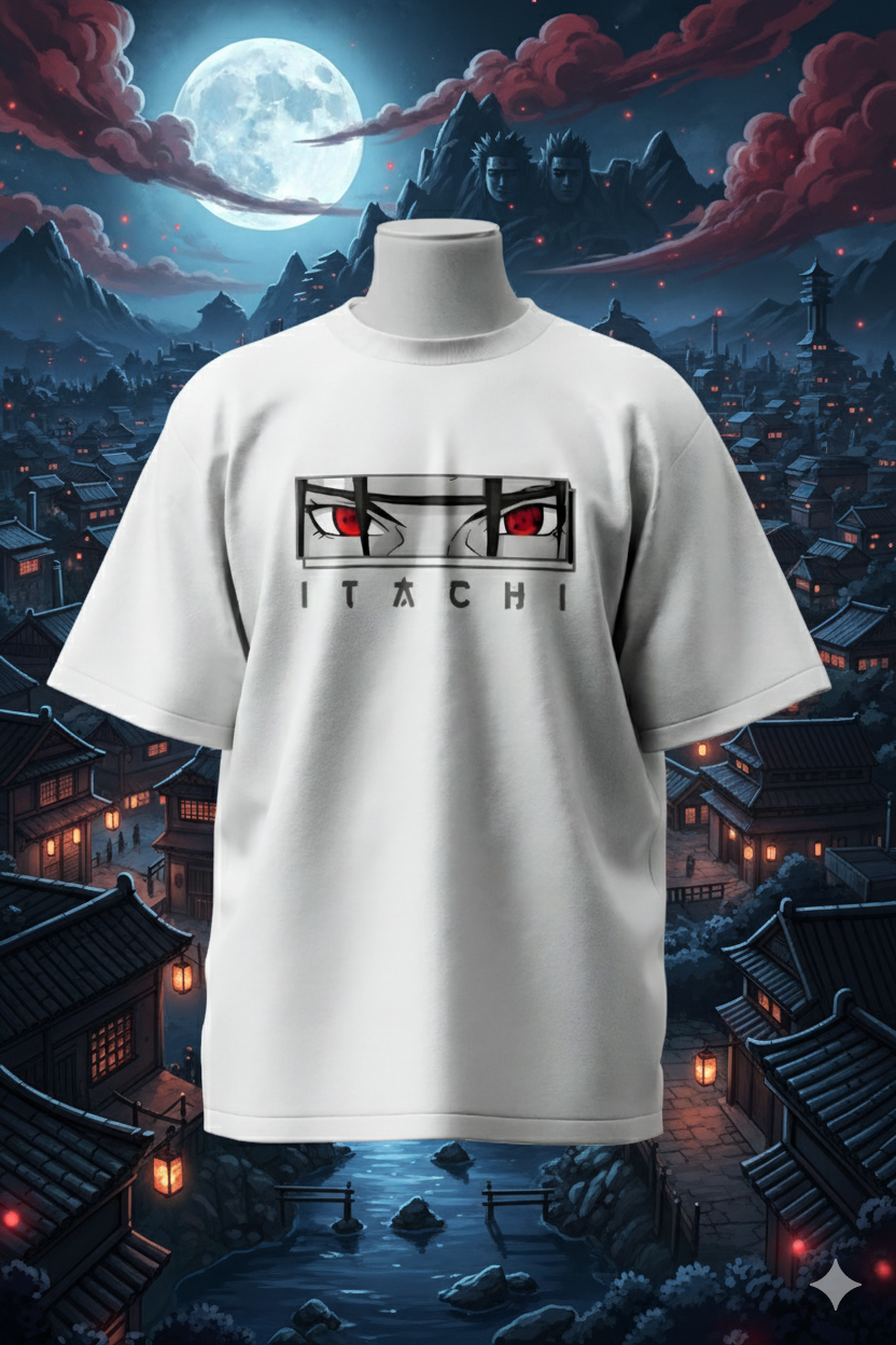 Itachi Uchiha Mangekyou Sharingan T-Shirt | Naruto Shippuden Anime Oversized Cotton T-Shirt