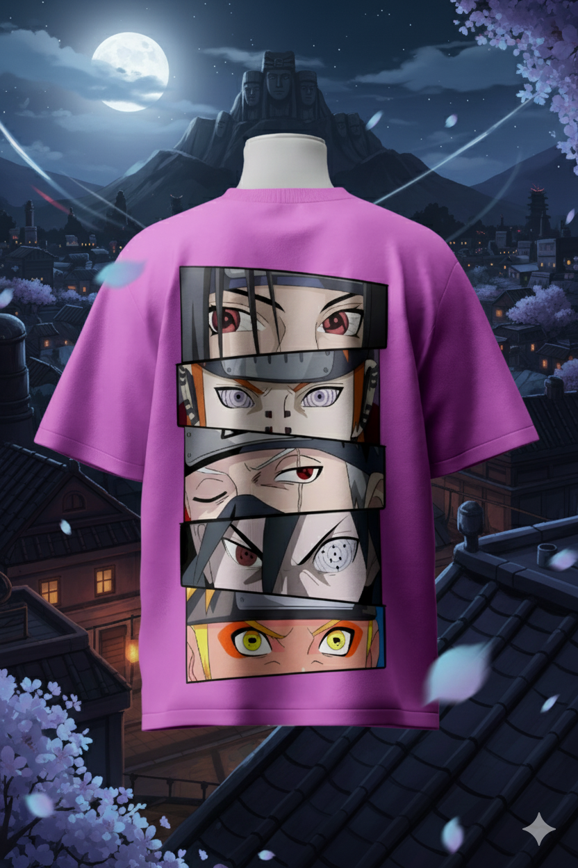 Oversized Naruto Eyes T-Shirt - Naruto Shippuden Oversized Cotton T-Shirt