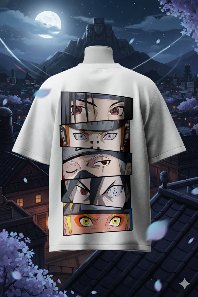 Oversized Naruto Eyes T-Shirt - Naruto Shippuden Oversized Cotton T-Shirt