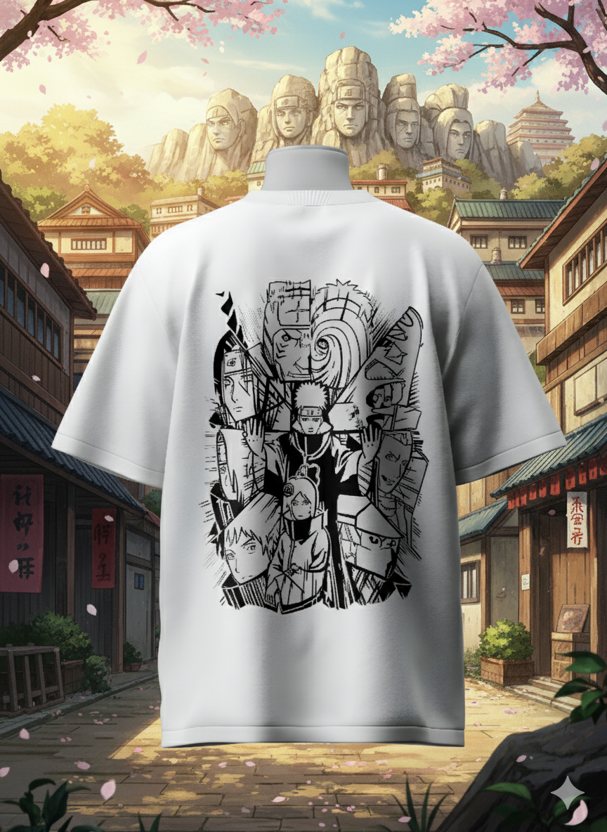 Akatsuki Clan T-Shirt – Naruto Shippuden Streetwear | Anime Villains Unisex Oversized Cotton Tee