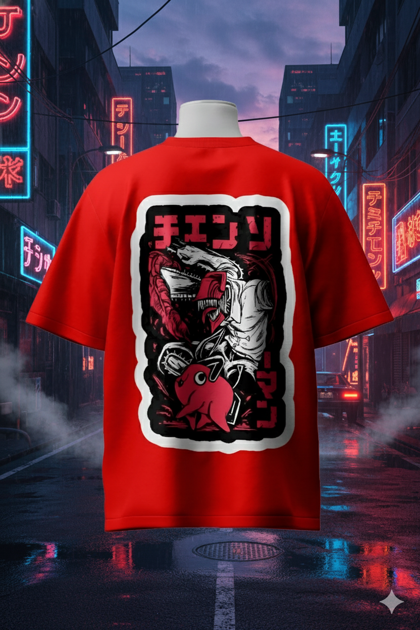 Denji Chainsaw Man T-Shirt – Bold Anime Streetwear Oversized Cotton T-Shirt for Men & Women