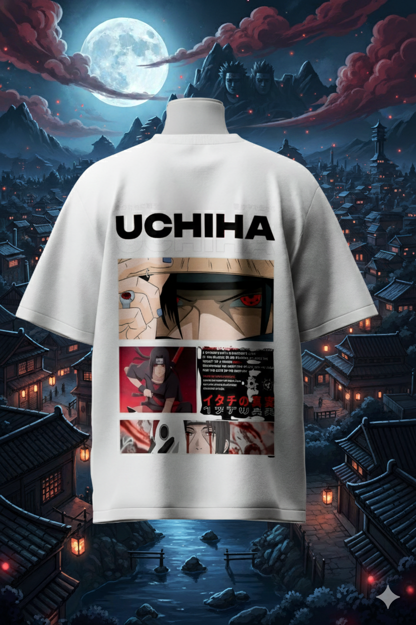 Itachi Uchiha Mangekyou Sharingan T-Shirt | Naruto Shippuden Anime Oversized Cotton T-Shirt