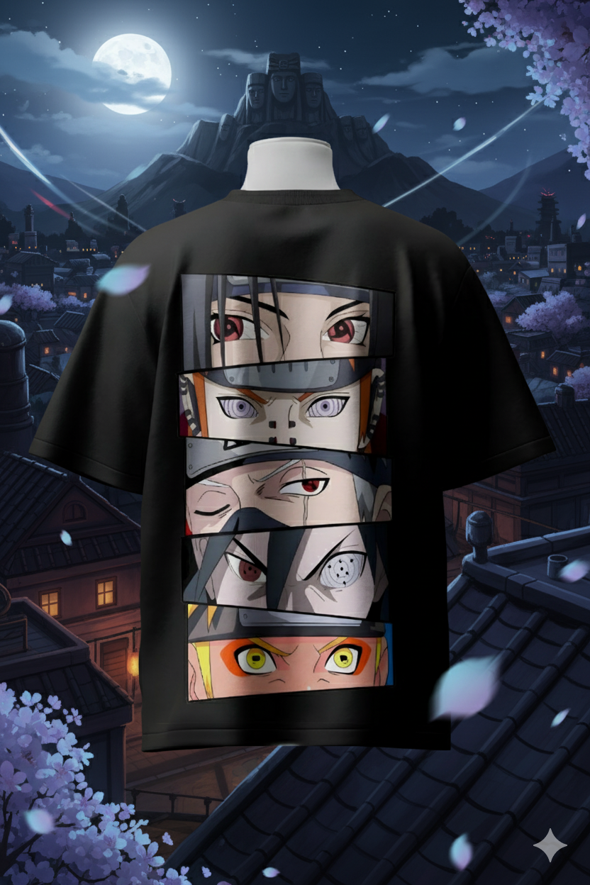 Oversized Naruto Eyes T-Shirt - Naruto Shippuden Oversized Cotton T-Shirt