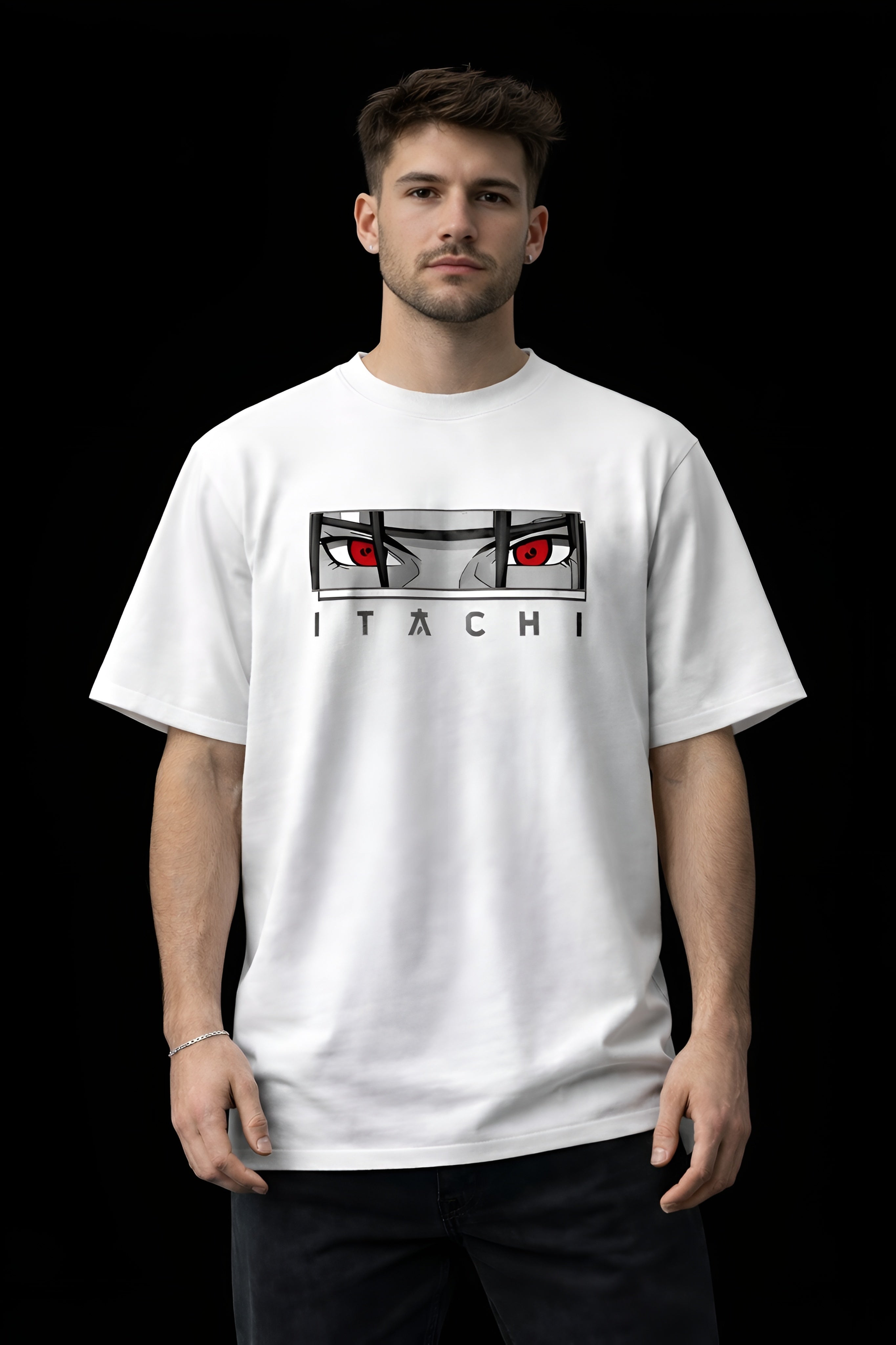 Itachi Uchiha Mangekyou Sharingan T-Shirt | Naruto Shippuden Anime Oversized Cotton T-Shirt