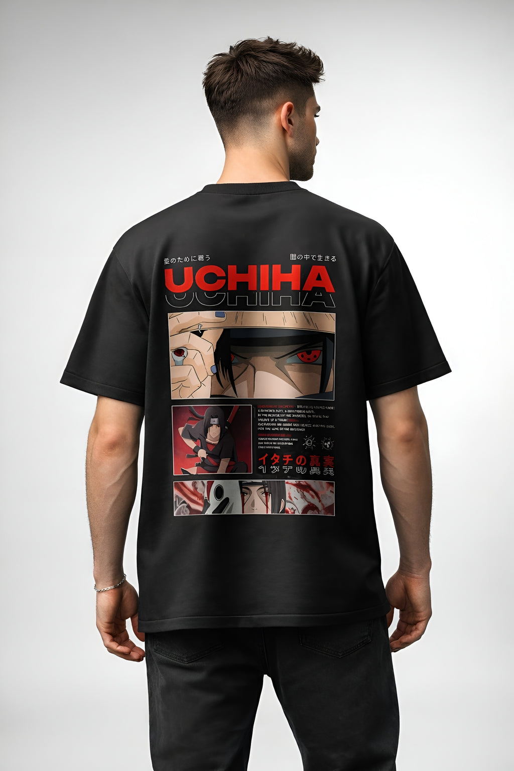 Itachi Uchiha Mangekyou Sharingan T-Shirt | Naruto Shippuden Anime Oversized Cotton T-Shirt