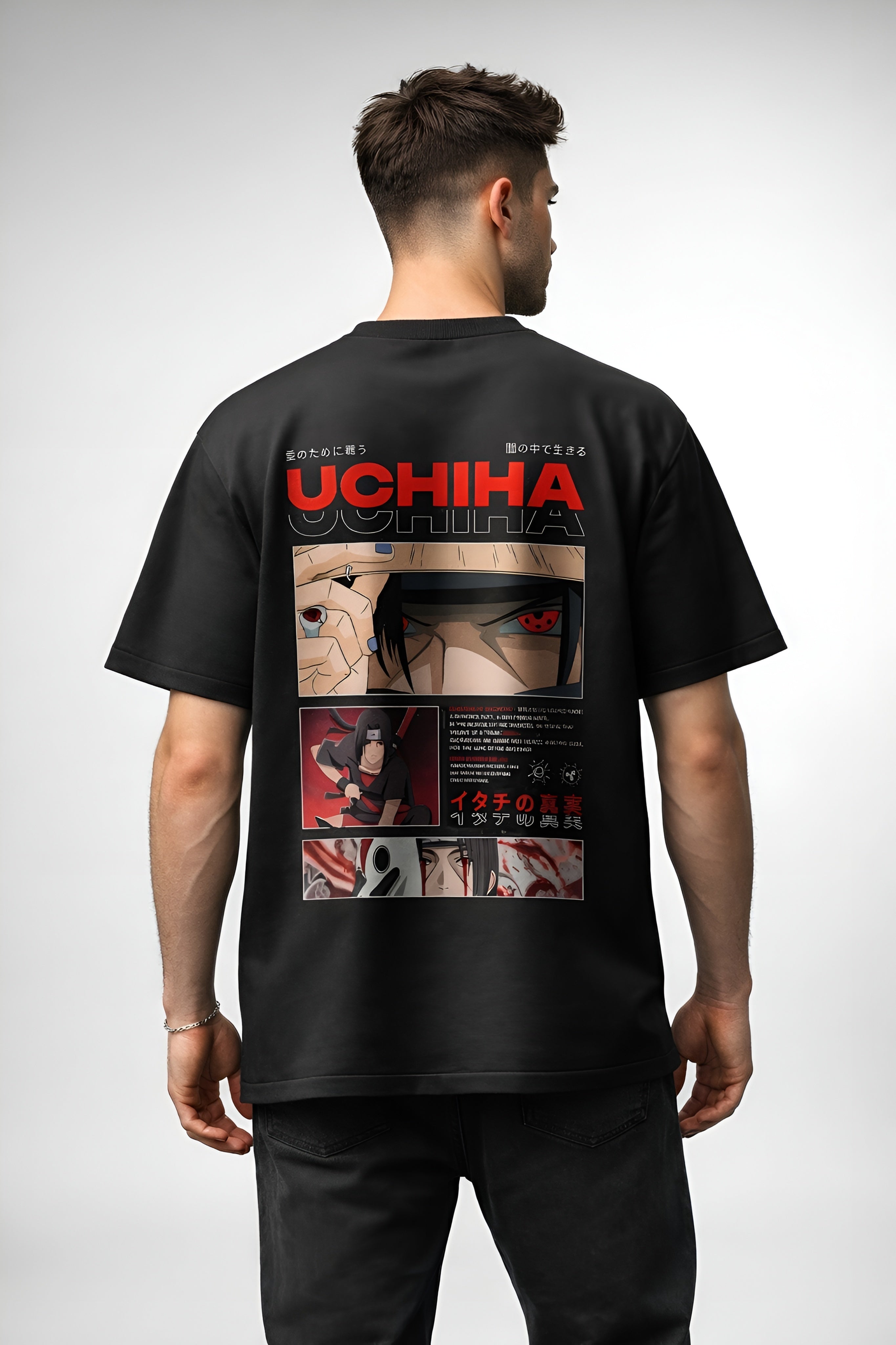 Itachi Uchiha Mangekyou Sharingan T-Shirt | Naruto Shippuden Anime Oversized Cotton T-Shirt