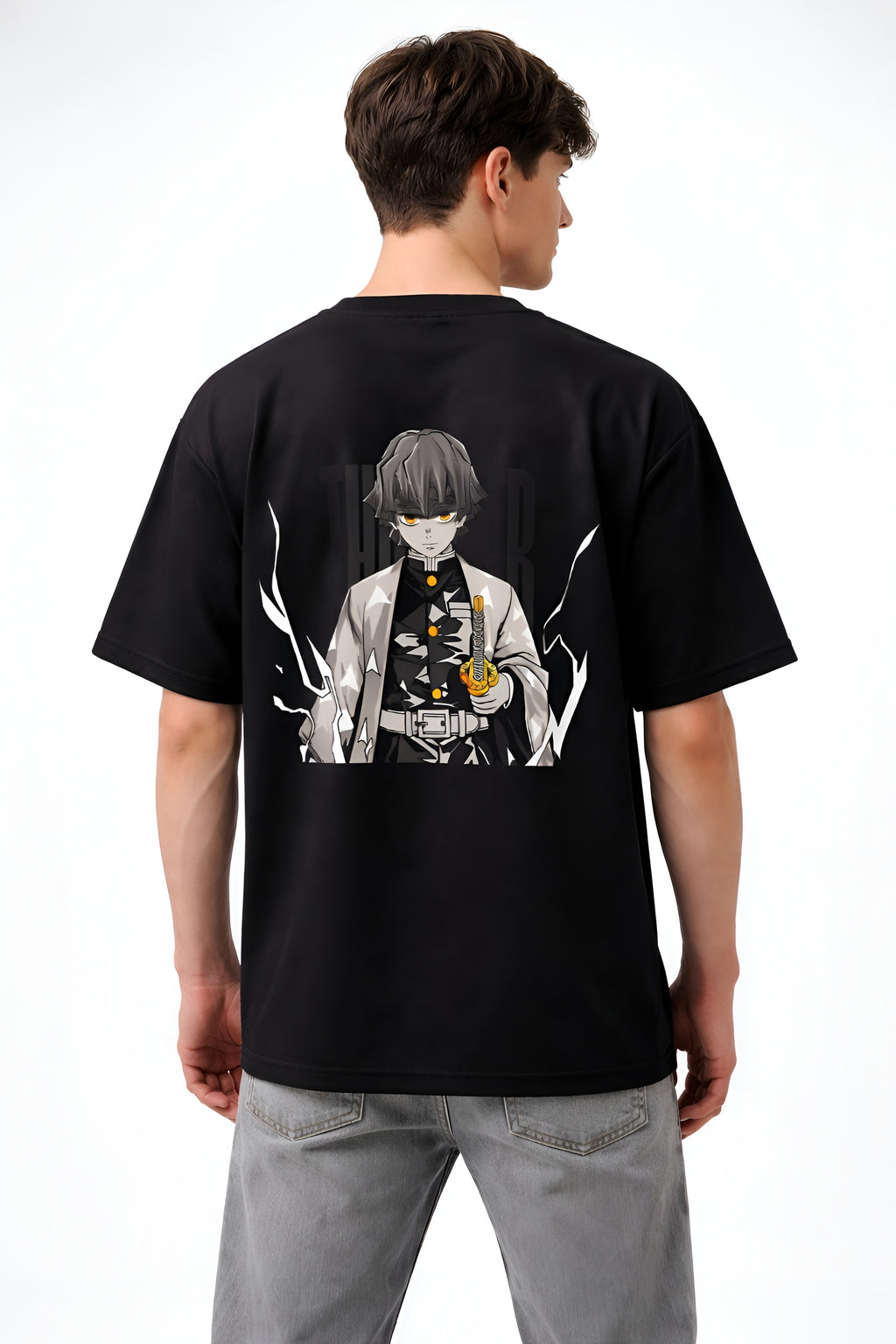 Ultimate Zenitsu Tee: Black Anime Swordsman Oversized Fit
