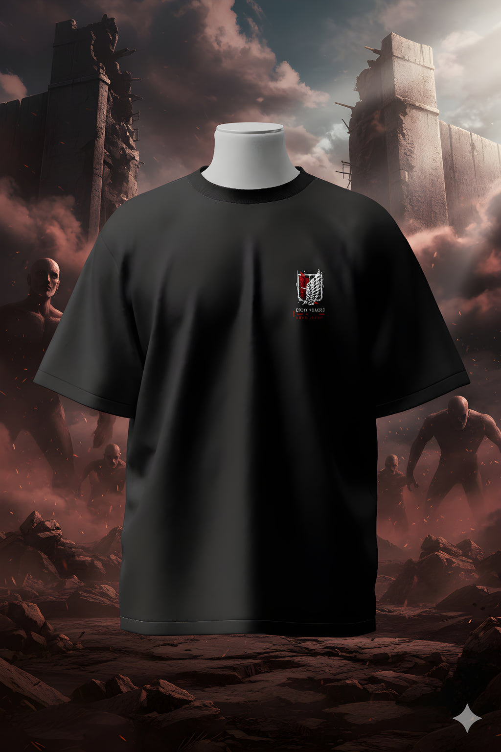 Eren Yeager Titan Code Oversized Black T-Shirt