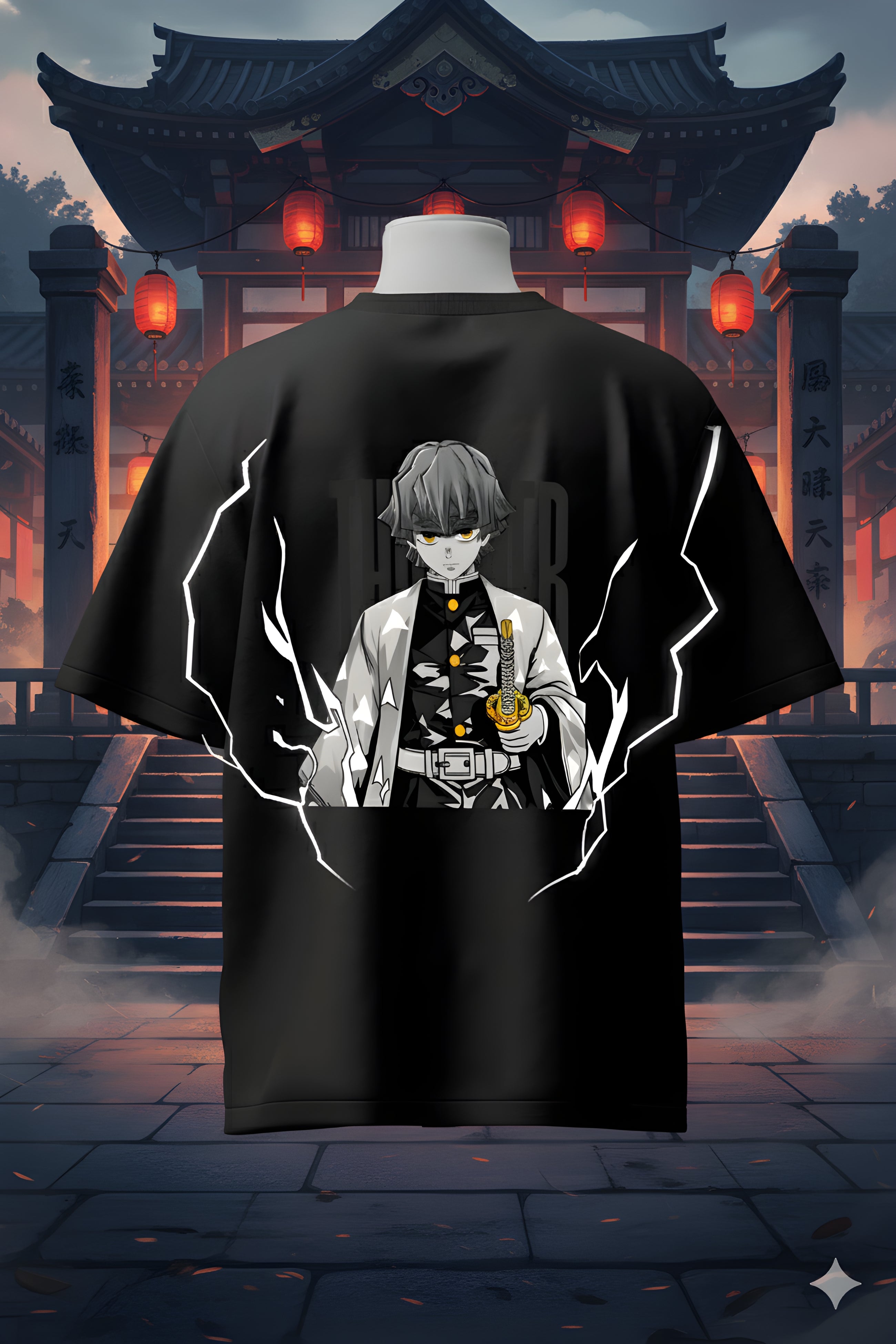 Ultimate Zenitsu Tee: Black Anime Swordsman Oversized Fit